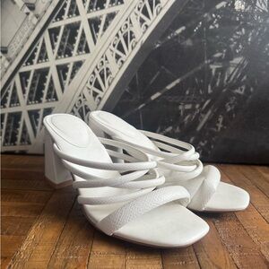 Elegant White Strappy Women's Heels